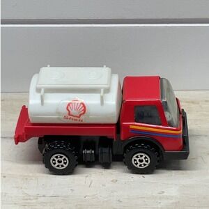 Vintage Shell Oil Tanker Truck Toy Red White Plastic 3.5 Inch Made in China